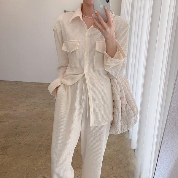 women's two piece pants women 2 sets spring long sleeve blouse high waist wide leg female trousers casual outfits, White
women's two piece pants women 2 sets spring long sleeve blouse high waist wide leg female trousers casual outfits, White