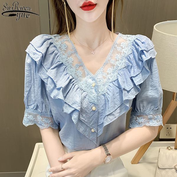 summer v-neck single breasted women blouse stitching lace embroidered chiffon elegant female blusas 13909 210427, White
summer v-neck single breasted women blouse stitching lace embroidered chiffon elegant female blusas 13909 210427, White