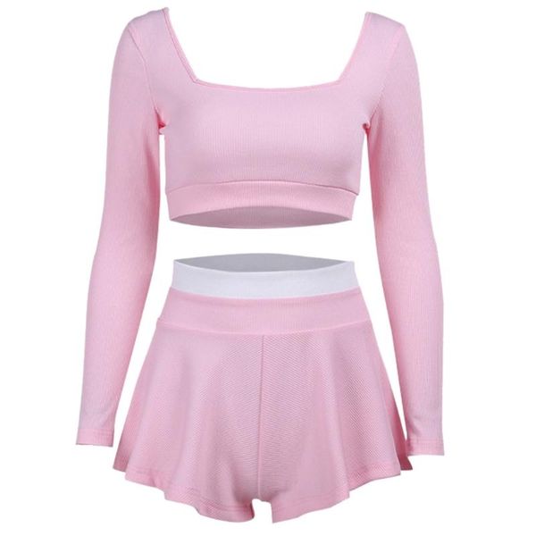 women's tracksuits womens 2 pieces outfits set long sleeve square neck crop high waist patchwork ruffles skirt shorts solid color, Gray
women's tracksuits womens 2 pieces outfits set long sleeve square neck crop high waist patchwork ruffles skirt shorts solid color, Gray