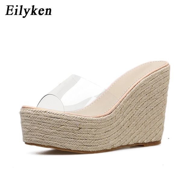 

eilyken summer pvc jelly sandals slippers shoes casual wedges 11.5cm women's size 34-40 210607, Black