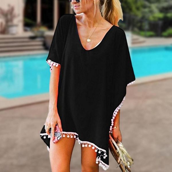 women's swimwear summer beach cover ups for women beachwear tassel solid color ladies swim bathing casual up, White;black
women's swimwear summer beach cover ups for women beachwear tassel solid color ladies swim bathing casual up, White;black