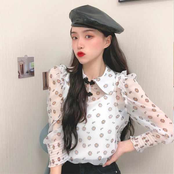 two pieces floral chiffon sweet style shirts fashion brand korean clothes blouse women hipster spring autumn thin women's blouses &, White
two pieces floral chiffon sweet style shirts fashion brand korean clothes blouse women hipster spring autumn thin women's blouses &, White
