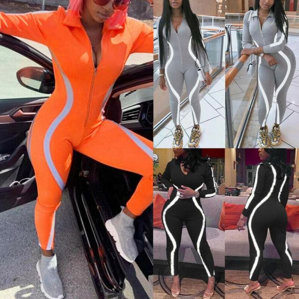 women's jumpsuits & rompers 2021 autumn women reflective striped jumpsuit long sleeve v-neck zipper bodycon romper skinny ladies pants, Black;white
women's jumpsuits & rompers 2021 autumn women reflective striped jumpsuit long sleeve v-neck zipper bodycon romper skinny ladies pants, Black;white