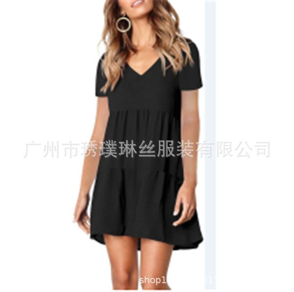 casual 2021 new loose women's summer straight v-neck tunic dress, White;black
casual 2021 new loose women's summer straight v-neck tunic dress, White;black