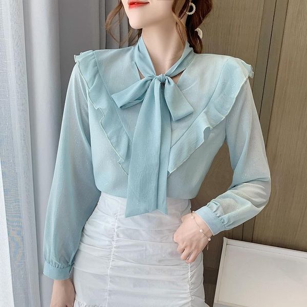 women's blouses & shirts bowknot ruffle blouse autumn fashion lace chiffon womens blusas de mujer, White
women's blouses & shirts bowknot ruffle blouse autumn fashion lace chiffon womens blusas de mujer, White