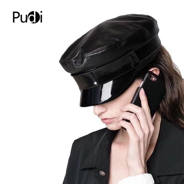berets pudi women genuine leather military hat cap 2021 style real student school caps hats hl809, Blue;gray
berets pudi women genuine leather military hat cap 2021 style real student school caps hats hl809, Blue;gray