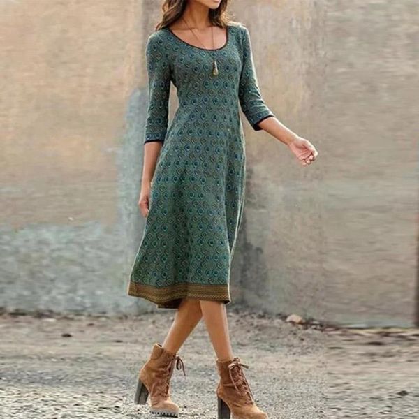 casual dresses spring autumn 3/4 sleeve vacation midi dress women o neck slim a-line fashion vintage printed lady party, Black;gray
casual dresses spring autumn 3/4 sleeve vacation midi dress women o neck slim a-line fashion vintage printed lady party, Black;gray