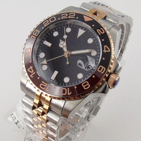 wristwatches 40mm black dial sapphire glass gmt ceramic bezel date jubilee automatic movement mens watch, Slivery;brown
wristwatches 40mm black dial sapphire glass gmt ceramic bezel date jubilee automatic movement mens watch, Slivery;brown