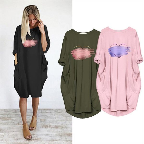 heart casual love womens dresses v neck print pocket loose fall clothes vestido de mujer plus size, Black;gray
heart casual love womens dresses v neck print pocket loose fall clothes vestido de mujer plus size, Black;gray