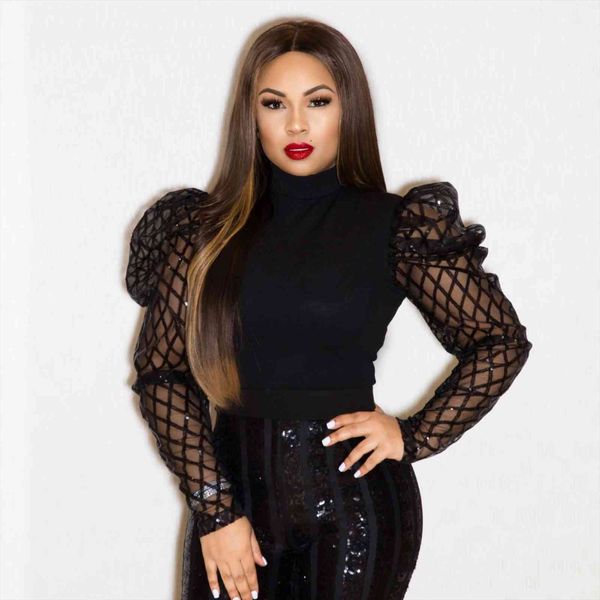 turtleneck sequins plaid women shirt mesh puff sleeve slim fitted tunics elegant fashion lady bottoming shirts fall, White
turtleneck sequins plaid women shirt mesh puff sleeve slim fitted tunics elegant fashion lady bottoming shirts fall, White