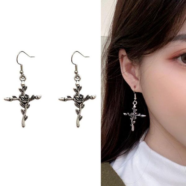 dangle & chandelier rose cross earring korean fashion jewelry for women 2021 trend personality stud earrings ear clip grunge wholesale, Silver
dangle & chandelier rose cross earring korean fashion jewelry for women 2021 trend personality stud earrings ear clip grunge wholesale, Silver
