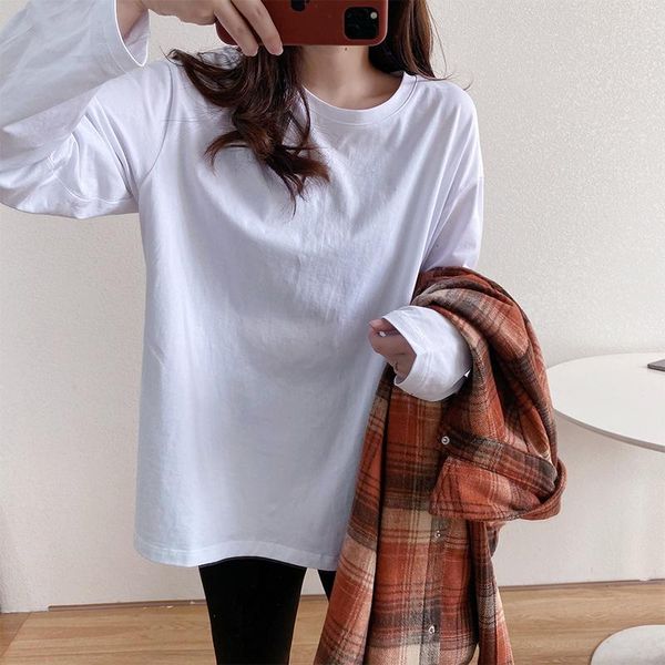 women's t-shirt 100% cotton oversized t-shirts black female long sleeve shirt korean style clothing spring autumn 2021 ropa mujer pph39, White
women's t-shirt 100% cotton oversized t-shirts black female long sleeve shirt korean style clothing spring autumn 2021 ropa mujer pph39, White
