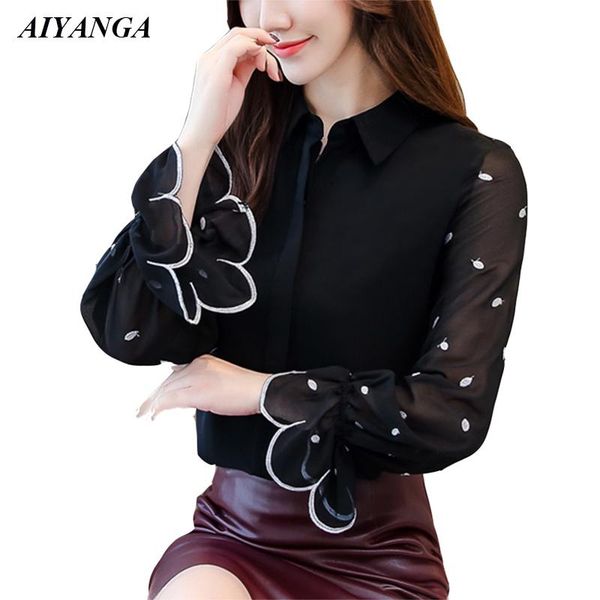 women's blouses & shirts fashion chiffon women 2021 spring female flare sleeve elegant office lady black blouse turn-down collar, White
women's blouses & shirts fashion chiffon women 2021 spring female flare sleeve elegant office lady black blouse turn-down collar, White