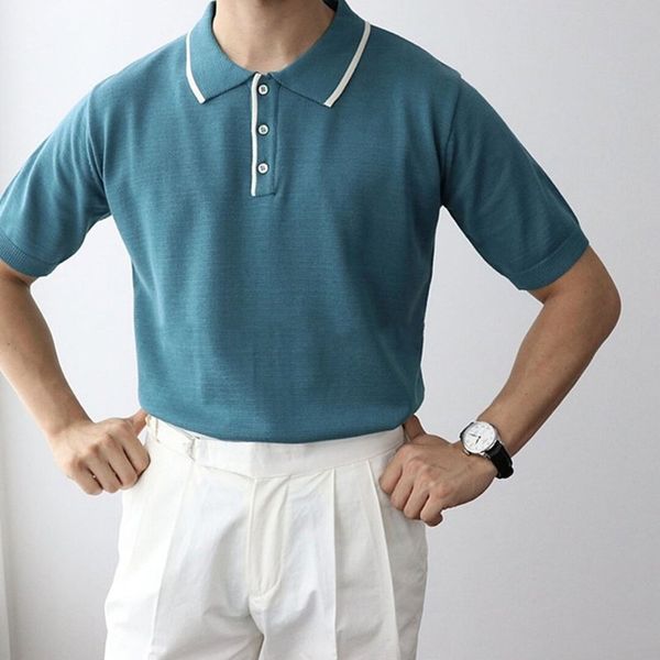 blue men s street polo shirt comfortable classic fashion daily travel work party workout, White;black
blue men s street polo shirt comfortable classic fashion daily travel work party workout, White;black