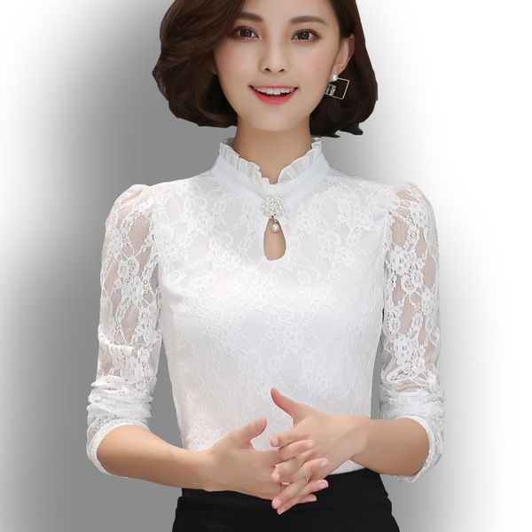 womens new chiffon lace blouses feminine long puff sleeved shirt ruffled button plus size 4xl blusa fiminina, White
womens new chiffon lace blouses feminine long puff sleeved shirt ruffled button plus size 4xl blusa fiminina, White