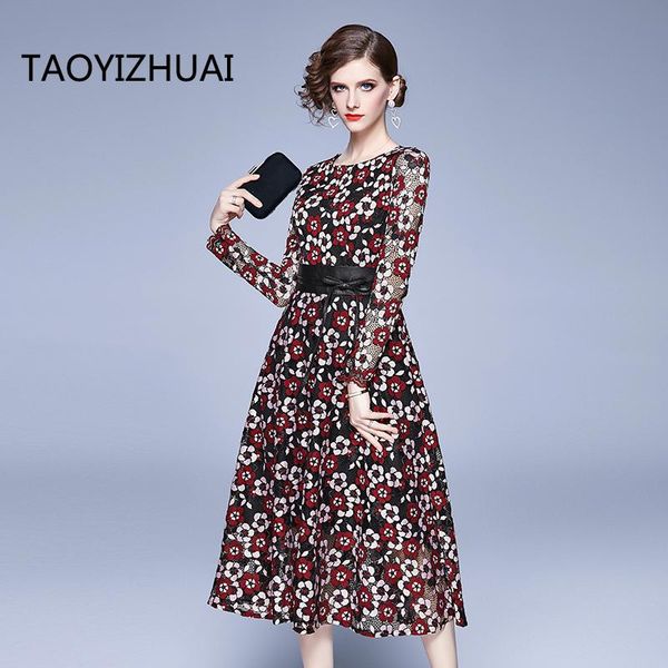 casual dresses taoyizhuai women lace long dress a line high waist with belt flower print elegant fashion slim o neck party, Black;gray
casual dresses taoyizhuai women lace long dress a line high waist with belt flower print elegant fashion slim o neck party, Black;gray