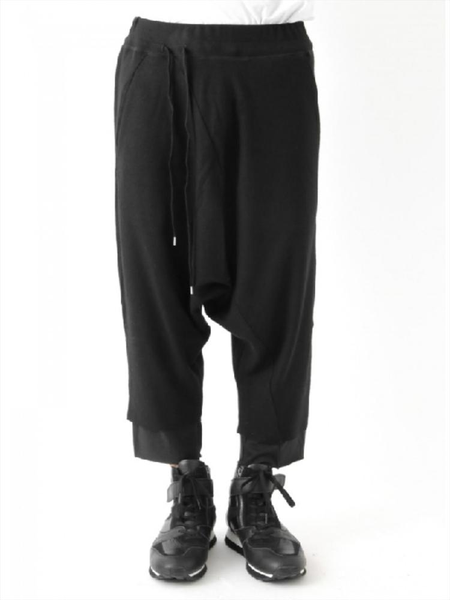 men's pants fall winter hair stylist fashion trend catwalk street knit double halon solid color irregular lace elastic waist, Black
men's pants fall winter hair stylist fashion trend catwalk street knit double halon solid color irregular lace elastic waist, Black