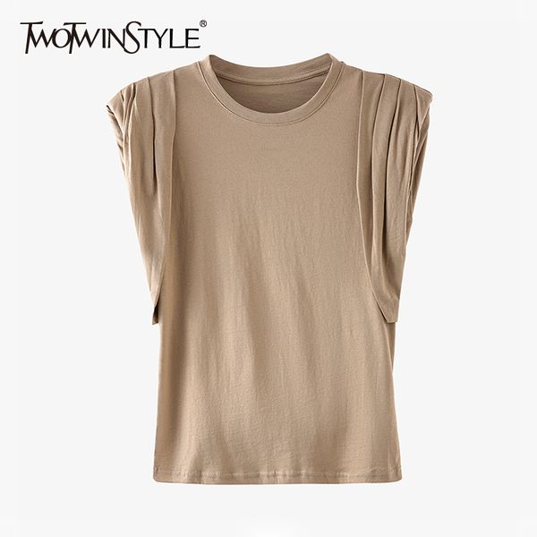 twowinsyle solid ruched hollow out shirt for women o neck sleeveless loose shirts females summer fashion stylish 210524, White
twowinsyle solid ruched hollow out shirt for women o neck sleeveless loose shirts females summer fashion stylish 210524, White