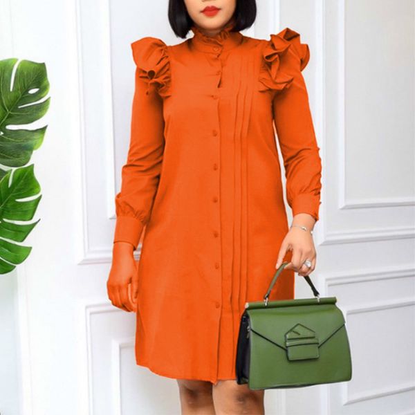 women shirt dresses sleeve ruffles casual button up long blouse elegant african female modest classy office lady plus size 210416, Black;gray
women shirt dresses sleeve ruffles casual button up long blouse elegant african female modest classy office lady plus size 210416, Black;gray