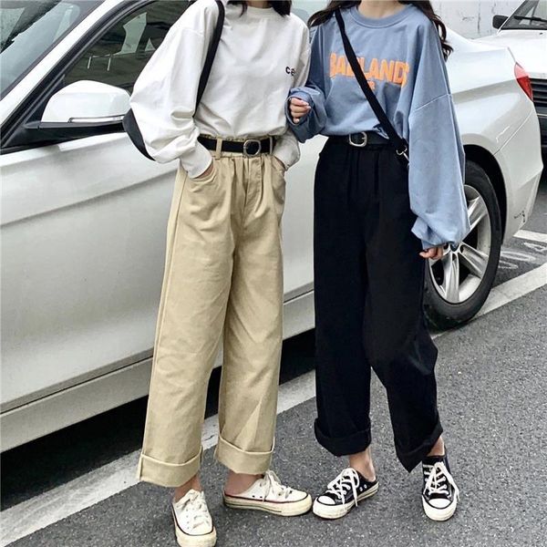 women's pants & capris casual for women korean students 2021 spring overalls loose bf high waist straight wide leg simple vintage trous, Black;white
women's pants & capris casual for women korean students 2021 spring overalls loose bf high waist straight wide leg simple vintage trous, Black;white