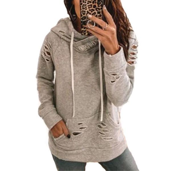 women's hoodies & sweatshirts autumn pocket solid pullover loose patchwork hole female casual coat hooded sweatshirt, Black
women's hoodies & sweatshirts autumn pocket solid pullover loose patchwork hole female casual coat hooded sweatshirt, Black
