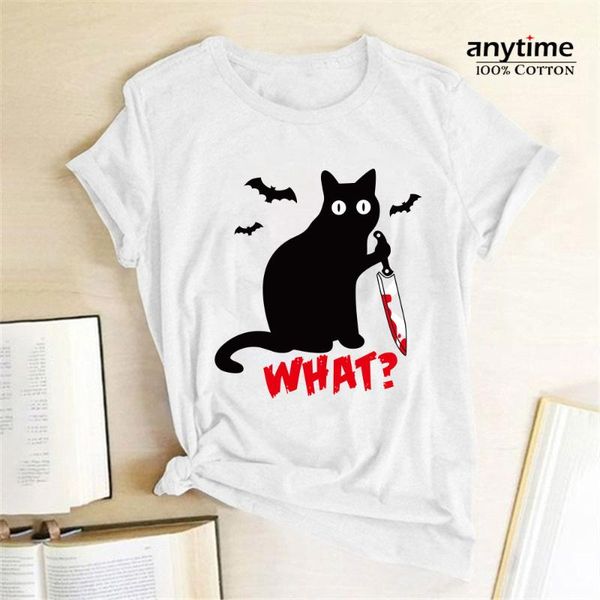 women's t-shirt prime cotton black cat what tshirt murderous knife women funny t shirt halloween tees femme camisetas verano mujer, White
women's t-shirt prime cotton black cat what tshirt murderous knife women funny t shirt halloween tees femme camisetas verano mujer, White