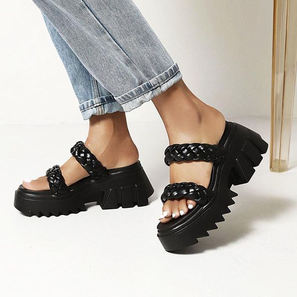 slippers 2021 cool street women chunky platform sandals plus size 35-43 thick sole shoes women's woven fashion, Black
slippers 2021 cool street women chunky platform sandals plus size 35-43 thick sole shoes women's woven fashion, Black