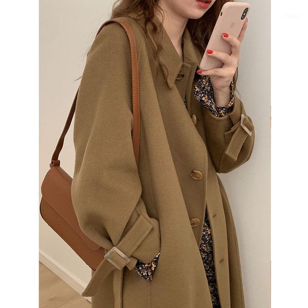 women's wool & blends autumn and winter woolen coat medium length hepburn style thickened, Black
women's wool & blends autumn and winter woolen coat medium length hepburn style thickened, Black