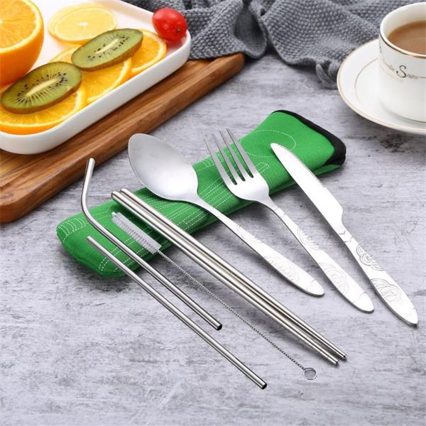 dinnerware sets 50set/lot fork spoon chopsticks straw brush tableware set stainless steel portable for travel camping 7pcs/set wholesale
dinnerware sets 50set/lot fork spoon chopsticks straw brush tableware set stainless steel portable for travel camping 7pcs/set wholesale