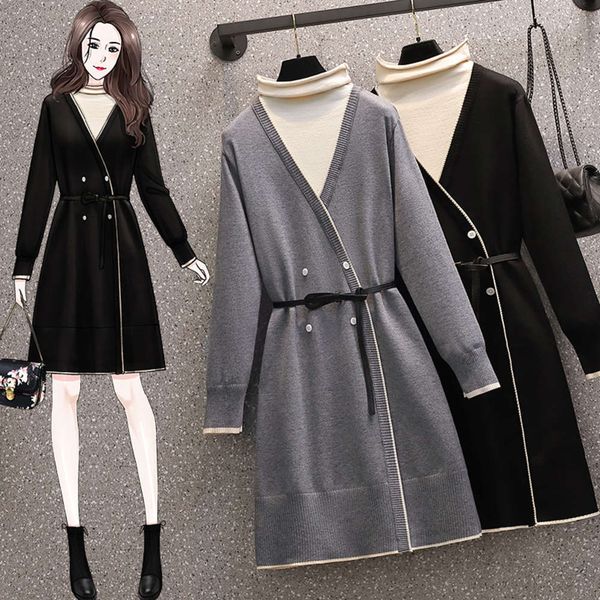casual dresses dress large women's autumn winter fat sister slim cover belly french knitting with backing q4ki, Black;gray
casual dresses dress large women's autumn winter fat sister slim cover belly french knitting with backing q4ki, Black;gray