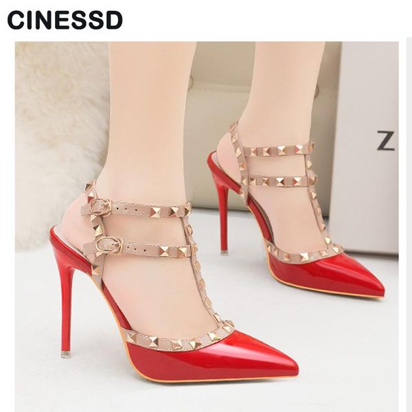 dress shoes nightclub high-heeled patent leather metal rivets gladiator sandals pointed toe strappy designer banquet, Black
dress shoes nightclub high-heeled patent leather metal rivets gladiator sandals pointed toe strappy designer banquet, Black