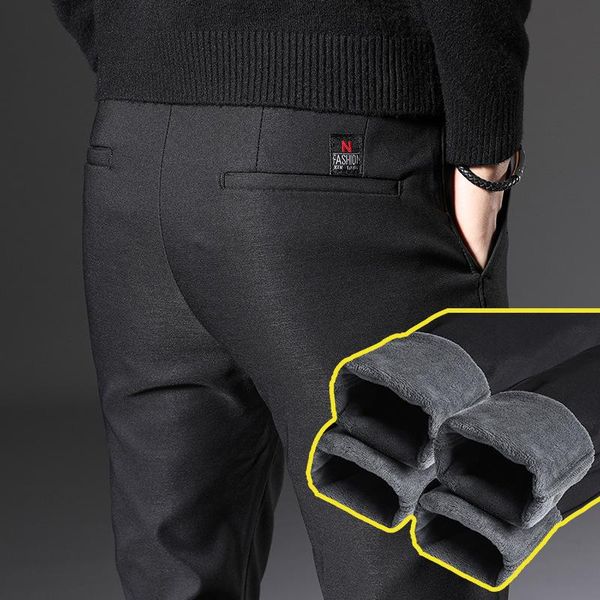 winter men's warm casual pants classic style business fashion fleece thick black trousers male brand clothing,jr829
winter men's warm casual pants classic style business fashion fleece thick black trousers male brand clothing,jr829