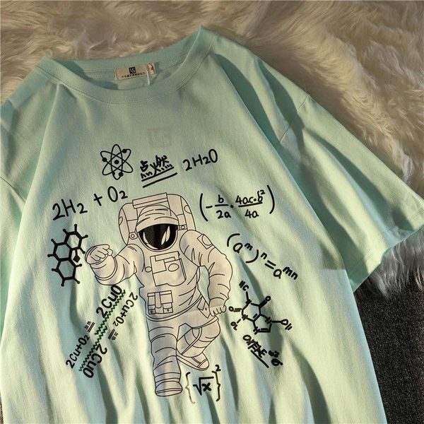 women's t-shirt cotton 2021 summer astronaut printed round neck short-sleeved women loose casual temperament top, White
women's t-shirt cotton 2021 summer astronaut printed round neck short-sleeved women loose casual temperament top, White