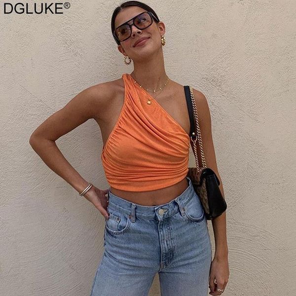 one shoulder crop women sleeveless ruched tank summer white black blue orange plain short tanks camis women's &
one shoulder crop women sleeveless ruched tank summer white black blue orange plain short tanks camis women's &