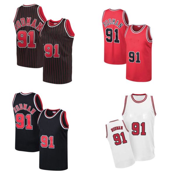 basketball jersey 91 dennis rodman, Black;red