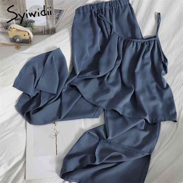 two piece women pants sets summer streetwear satin short shirts and elastic high waist slit pant blue black 210607, White
two piece women pants sets summer streetwear satin short shirts and elastic high waist slit pant blue black 210607, White