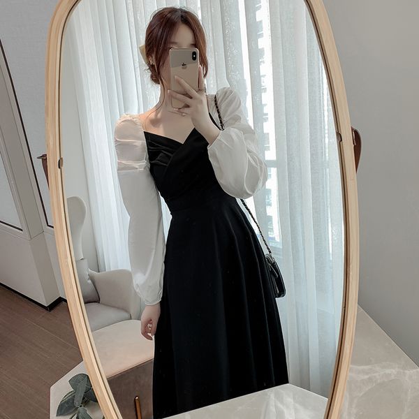 coigarsam fashion patchwork women one-piece dress korean new spring full sleeve dresses green black 5599, Black;gray
coigarsam fashion patchwork women one-piece dress korean new spring full sleeve dresses green black 5599, Black;gray