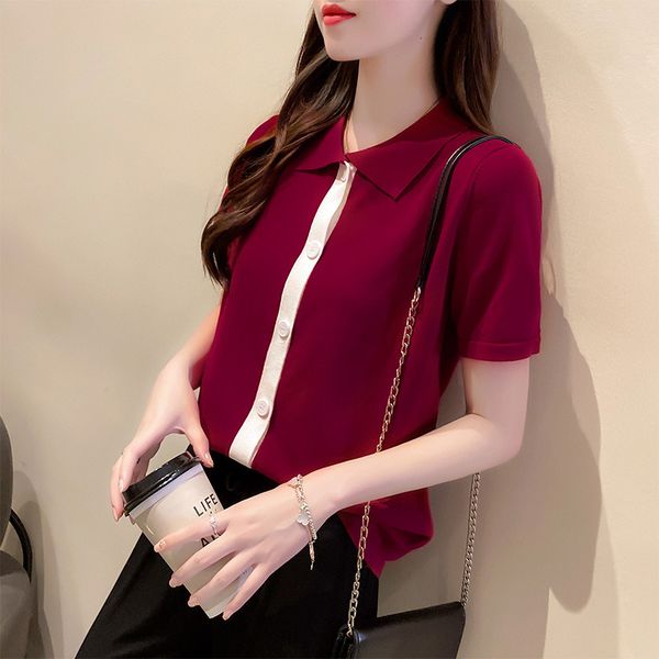 t-shirt summer 2021 new polo neck ice silk knitted short sleeve t-shirt women's loose top, White
t-shirt summer 2021 new polo neck ice silk knitted short sleeve t-shirt women's loose top, White