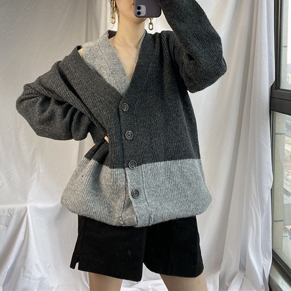 sweaters women color patchwork sweater fake two-pieces v-neck off-shoulder two wear loose stitching early autumn knitwear cardigan, White;black
sweaters women color patchwork sweater fake two-pieces v-neck off-shoulder two wear loose stitching early autumn knitwear cardigan, White;black