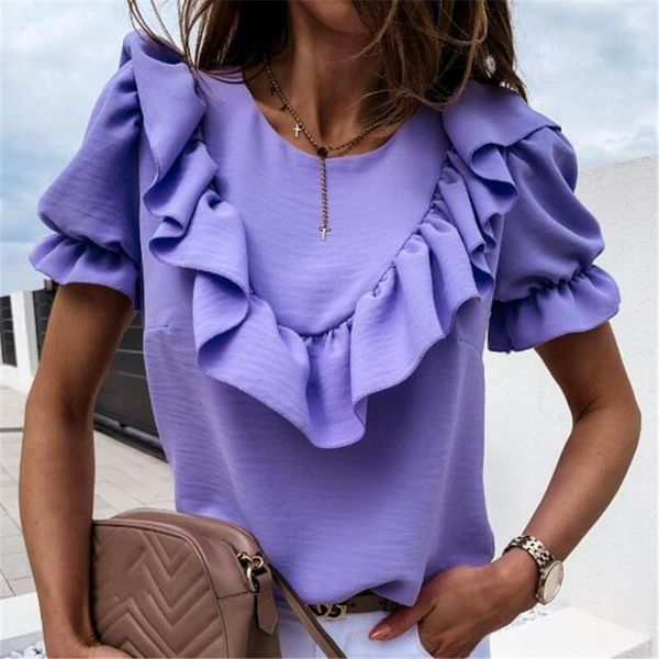 women's blouses & shirts womens and ruffled blouse women summer puff short sleeve female casual elegant, White
women's blouses & shirts womens and ruffled blouse women summer puff short sleeve female casual elegant, White