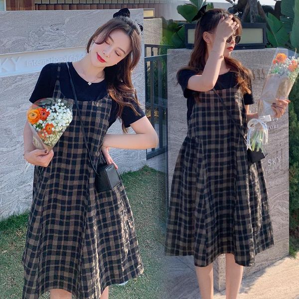 1015# t shirt + dress maternity clothes loose stylish short sleeves plaid pregnant women pregnancy dresses, White
1015# t shirt + dress maternity clothes loose stylish short sleeves plaid pregnant women pregnancy dresses, White
