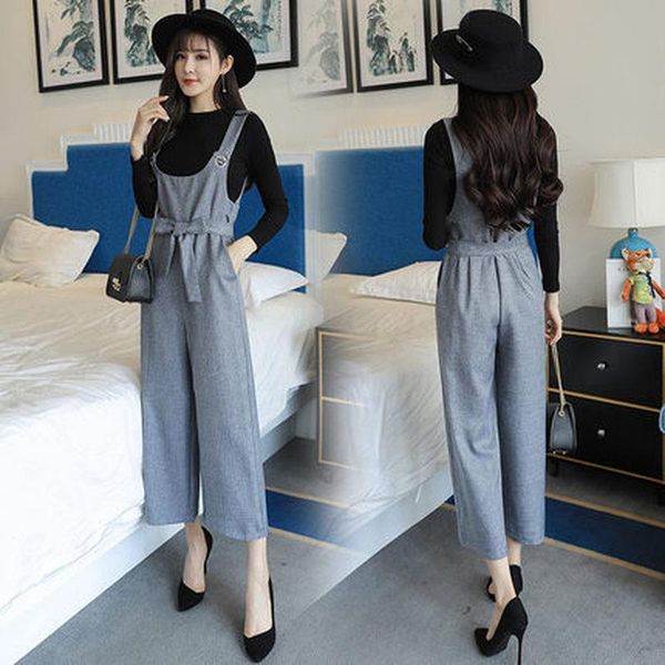 women's tracksuits 2021 spring and autumn ladies fashion wild loose casual slim nine points jumpsuit two-piece strap wide leg pants sui, Gray
women's tracksuits 2021 spring and autumn ladies fashion wild loose casual slim nine points jumpsuit two-piece strap wide leg pants sui, Gray