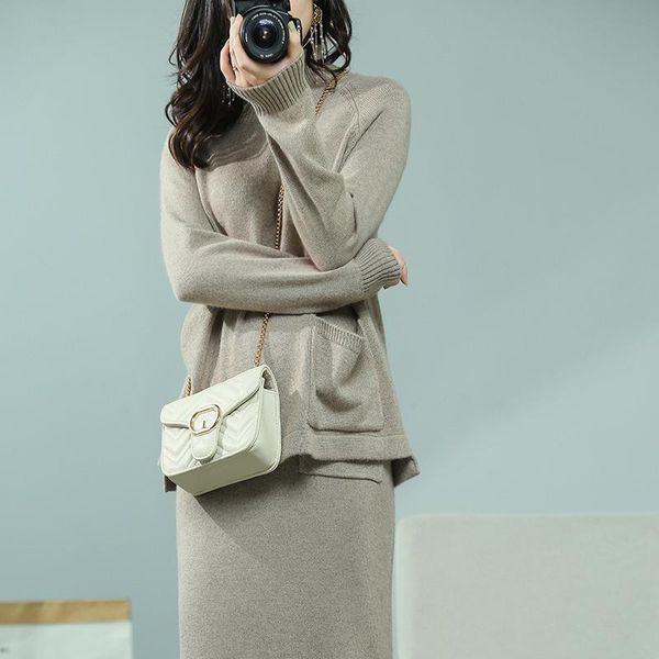 two piece dress 2021 spring and autumn cashmere skirt women's half turtleneck sweater wool two-piece knitted long loose suit women, White
two piece dress 2021 spring and autumn cashmere skirt women's half turtleneck sweater wool two-piece knitted long loose suit women, White