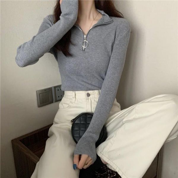 pulls femme automne hiver womens sweater pullover basic ribbed cotton knitted solid mock neck long sleeve women, White;black
pulls femme automne hiver womens sweater pullover basic ribbed cotton knitted solid mock neck long sleeve women, White;black