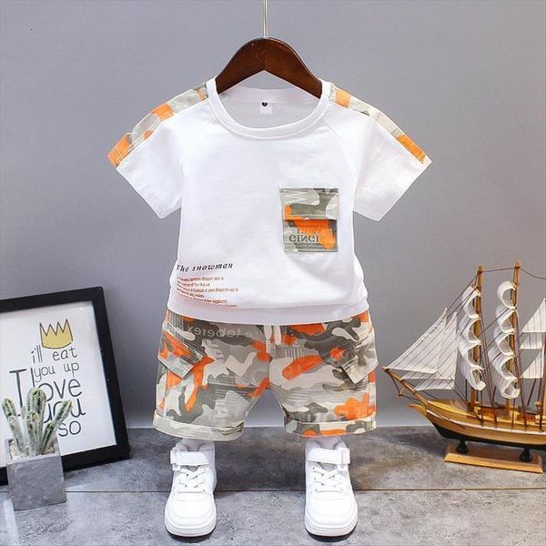 baby little boys clothing set summer disguise children kids sport suit camouflage toddler formal clothes sets 1 4 5 years, White