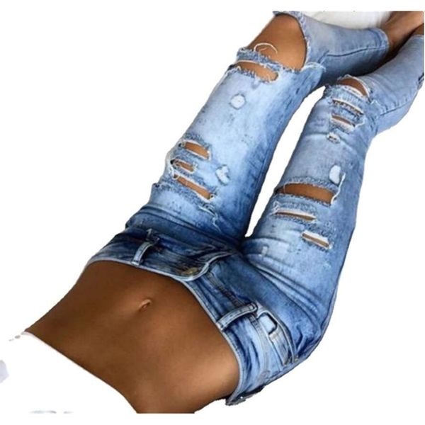 women's jeans autumn and winter fashion hole denim pants leggings fwt9, Blue 
women's jeans autumn and winter fashion hole denim pants leggings fwt9, Blue