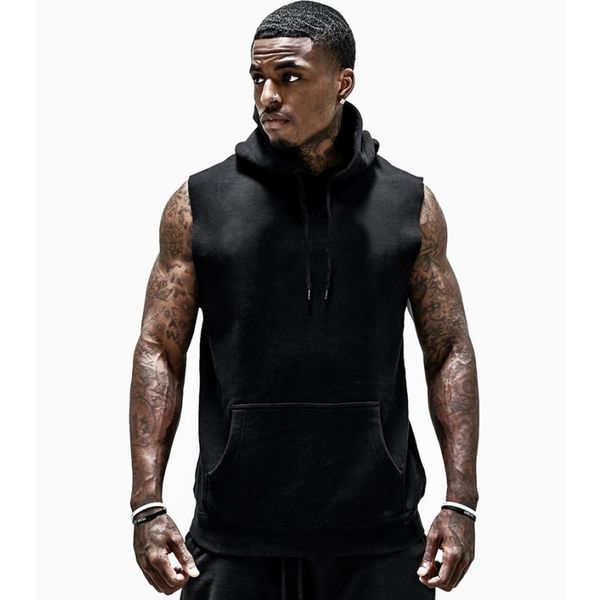 men' tank brand men fitness hooded sleeveless bodybuilding tee shirt casual fashion male workout vests sportswear, White;black
men' tank brand men fitness hooded sleeveless bodybuilding tee shirt casual fashion male workout vests sportswear, White;black