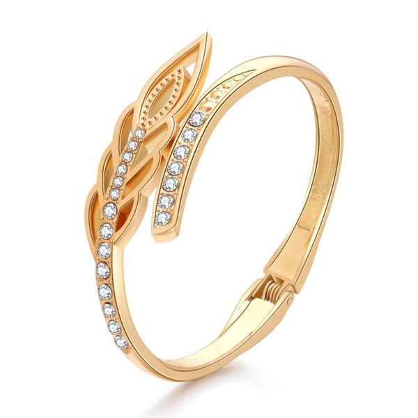 bangle women crystal leaf shape bracelet lucky party classic gold color wedding gifts jewelry, Black
bangle women crystal leaf shape bracelet lucky party classic gold color wedding gifts jewelry, Black