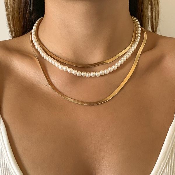 chokers diezi hip hop elegant imitation pearl necklace for women vintage simple gold silver color snake chain jewelry, Golden;silver
chokers diezi hip hop elegant imitation pearl necklace for women vintage simple gold silver color snake chain jewelry, Golden;silver