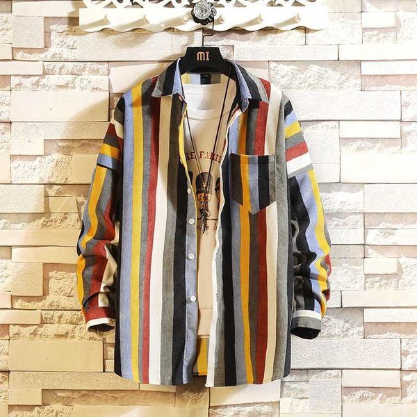 men's shirt youth korean loose stripe casual shirt lapel long sleeve fashion, White;black
men's shirt youth korean loose stripe casual shirt lapel long sleeve fashion, White;black